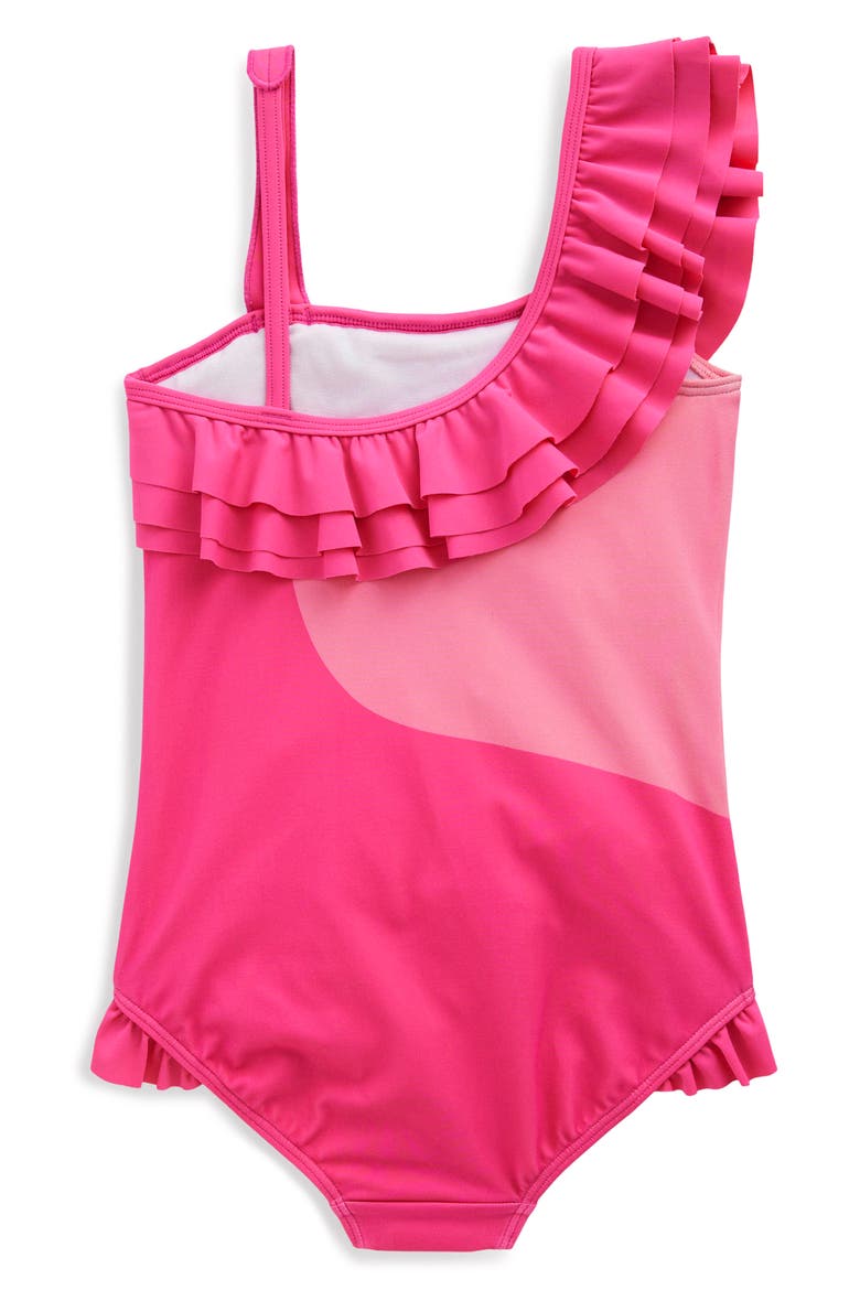Kids' Appliqué One-Shoulder Swimsuit, Alternate, color, SORBET PINK FLAMINGO