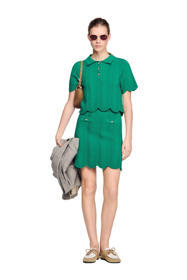 Short knit skirt, Alternate, color, Emeuraude green