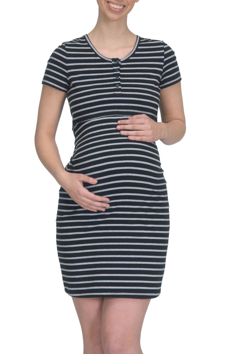 Modern Eternity Maternity/Nursing Henley T-Shirt Dress, Alternate, color, 