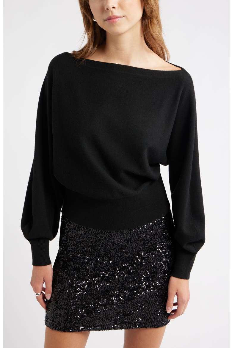 Boat Neck Sweater, Main, color, BLACK