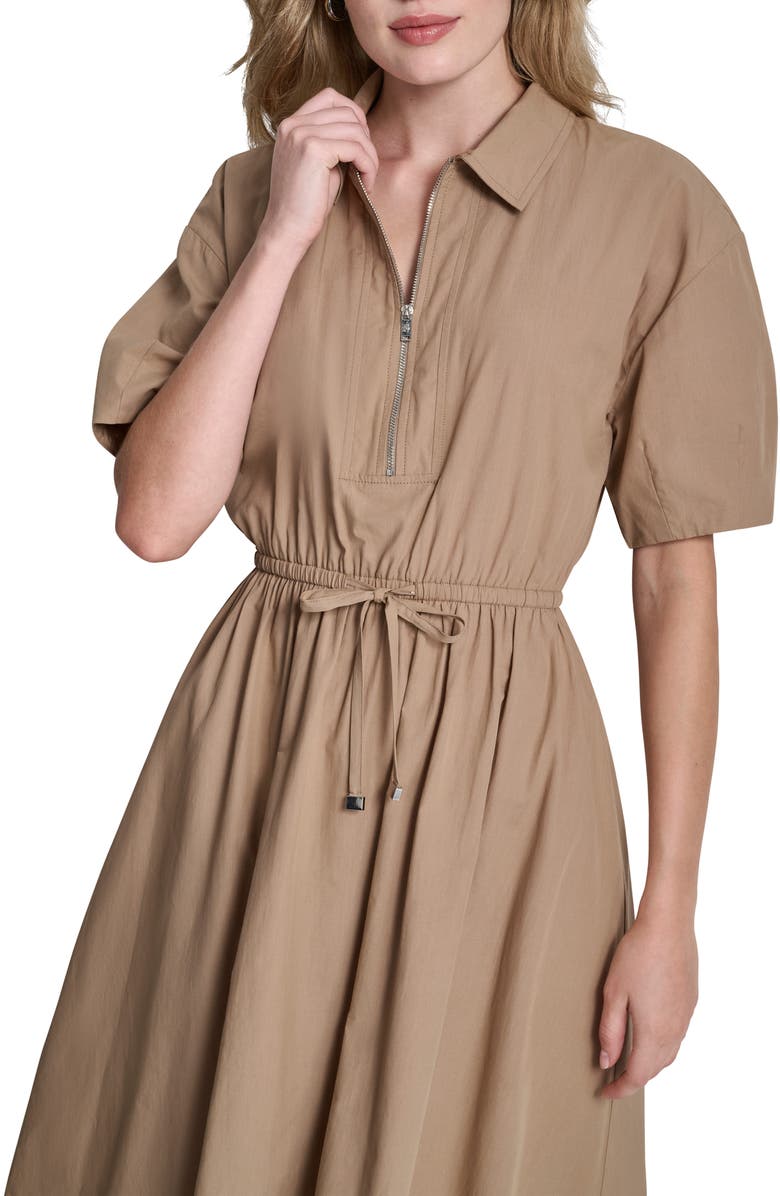 DKNY Zipped Cotton Shirtdress, Alternate, color, Cappuccino