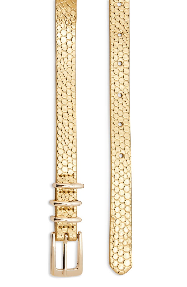 Topshop Metallic Faux Snakeskin Belt, Alternate, color,