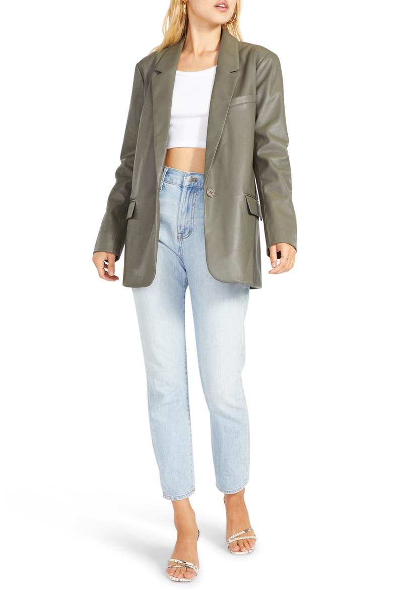 BB Dakota Who's in Charge Faux Leather Blazer, Alternate, color, SURPLUS GREEN