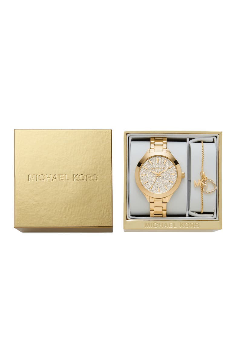 Michael Kors Women's Slim Runway 2-Piece Watch & Bracelet Gift Set, 38mm, Alternate, color,