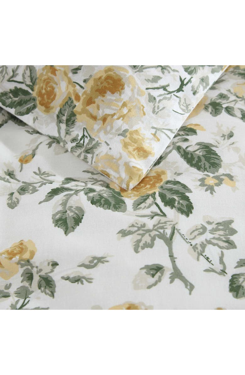 Laura Ashley Roses Duvet Cover & Sham 3-Piece Set, Alternate, color, Gold/ Green