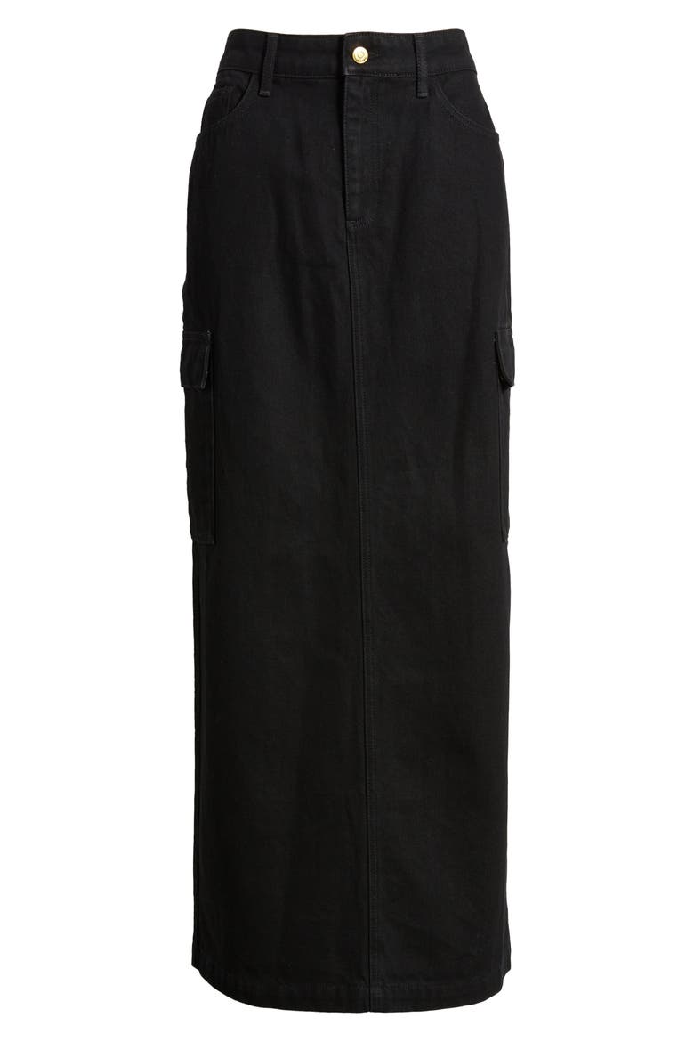 Denim Maxi Skirt, Alternate, color, BLACK