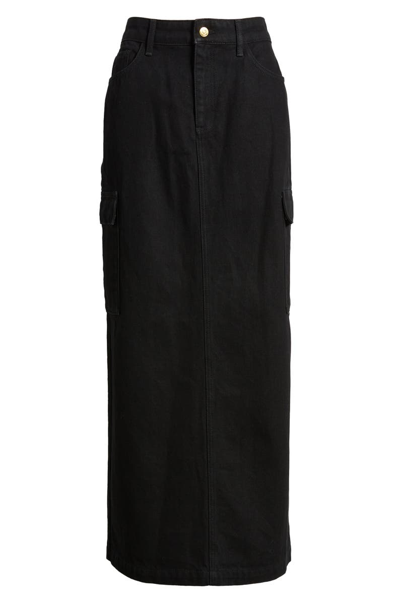 SOMETHING NEW Denim Maxi Skirt, Alternate, color, Black