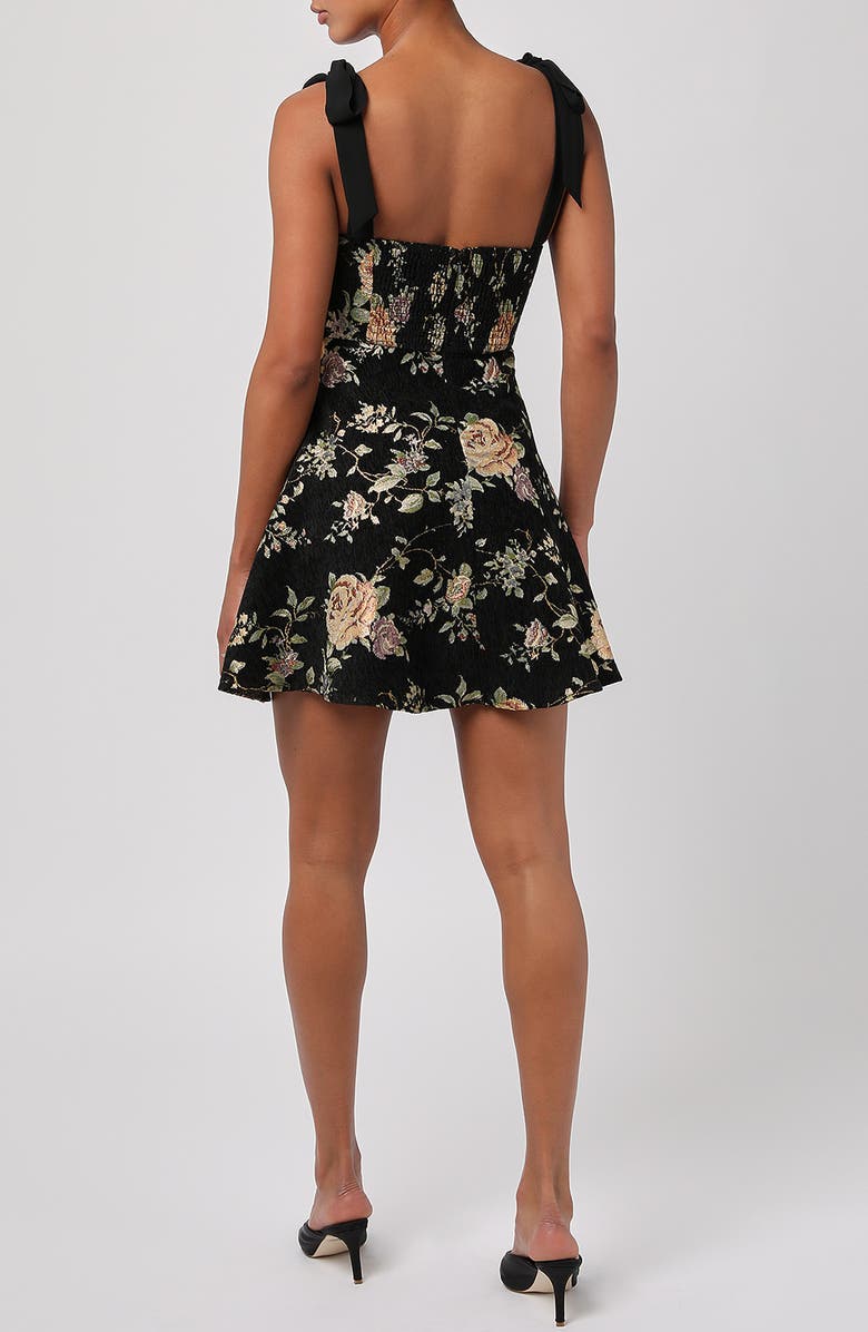 Lulus Essie Floral Tie Strap Fit & Flare Minidress, Alternate, color, Black Floral