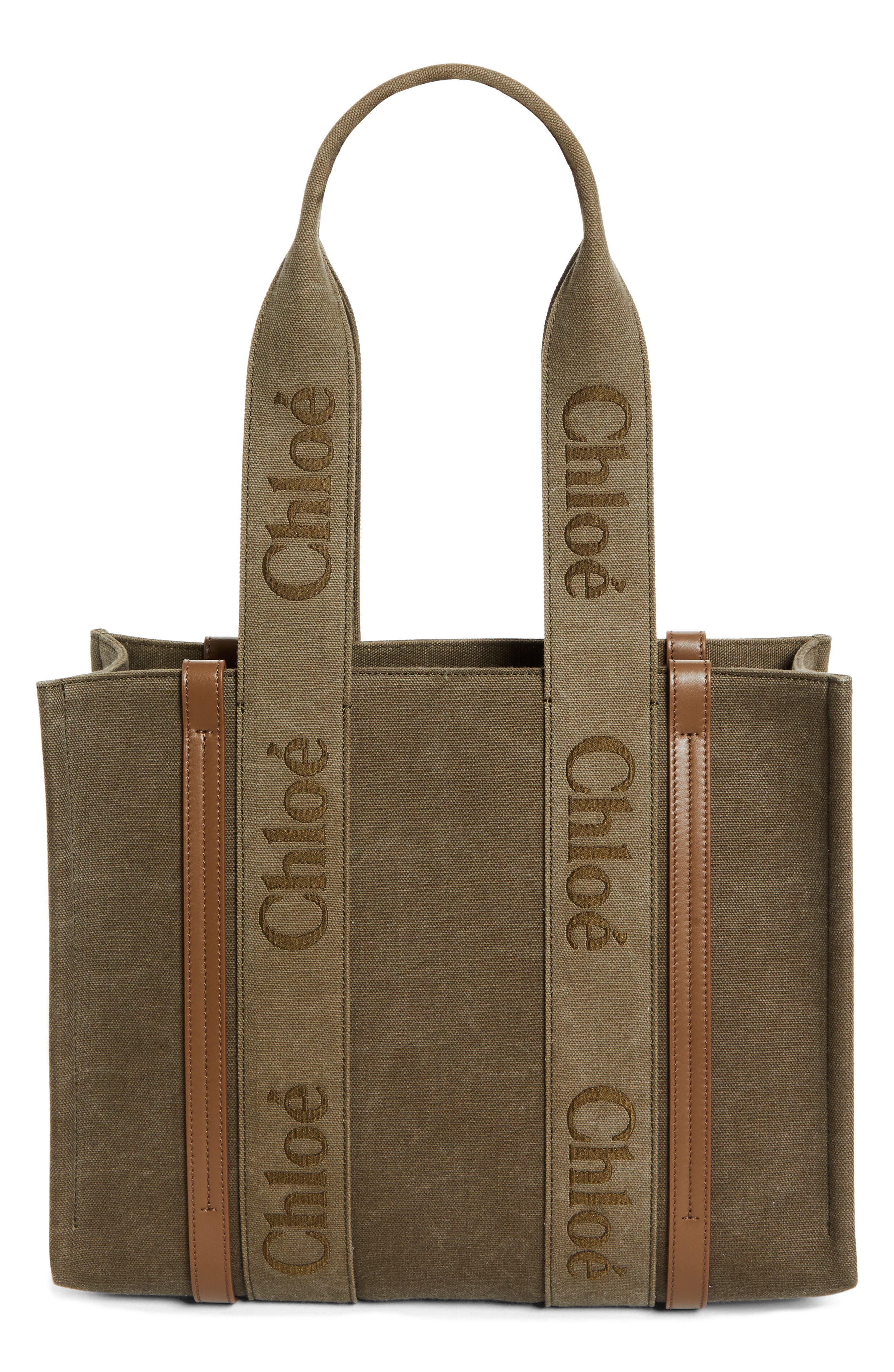 Chloé Woody Linen Canvas Tote, Main, color, 