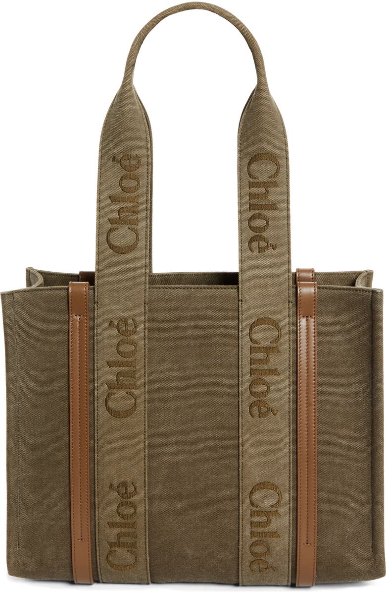 Chloé Woody Linen Canvas Tote, Main, color,