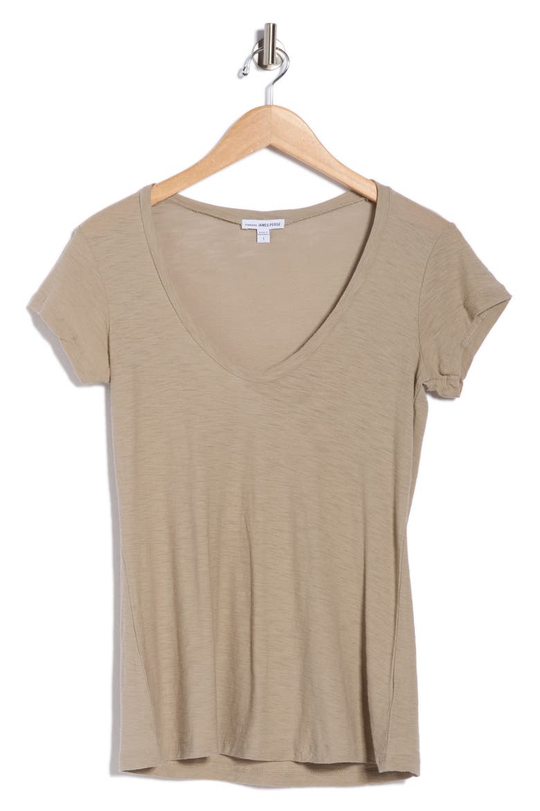 Deep V-Neck T-Shirt, Alternate, color, OVERCAST