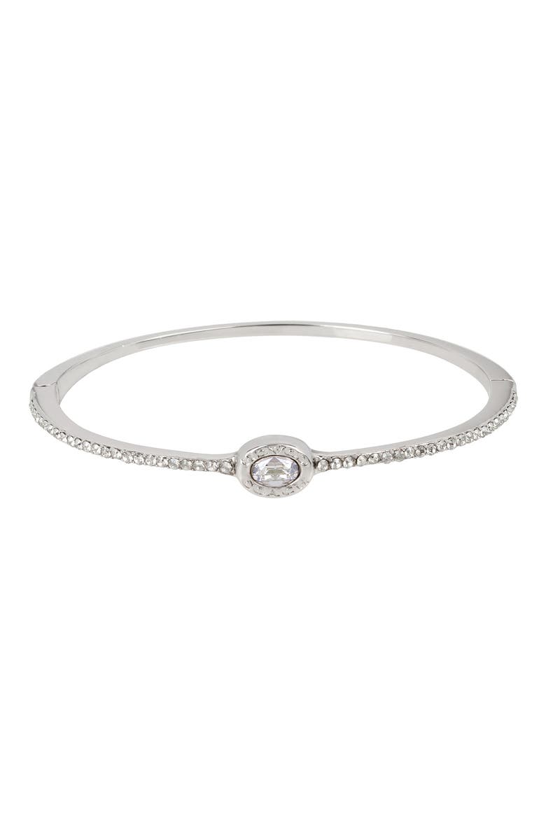Signature Logo Pavé Bangle, Main, color, CRYSTAL/ RHODIUM