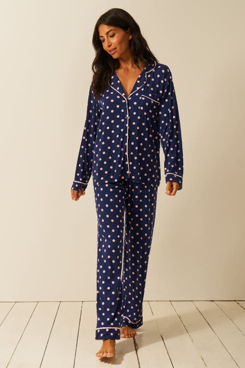 Stripe & Stare Long Pyjama Set In Blue