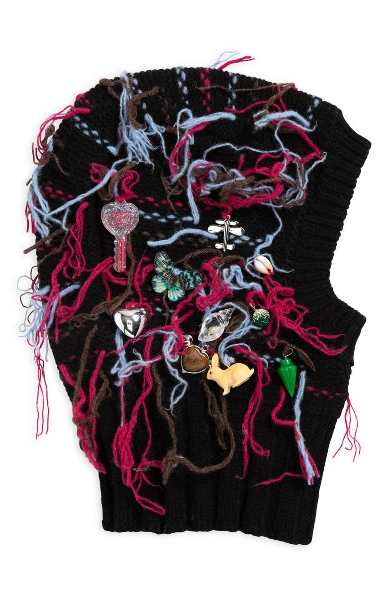 Chopova Lowena Washed Up Merino Wool Balaclava, Alternate, color, Black