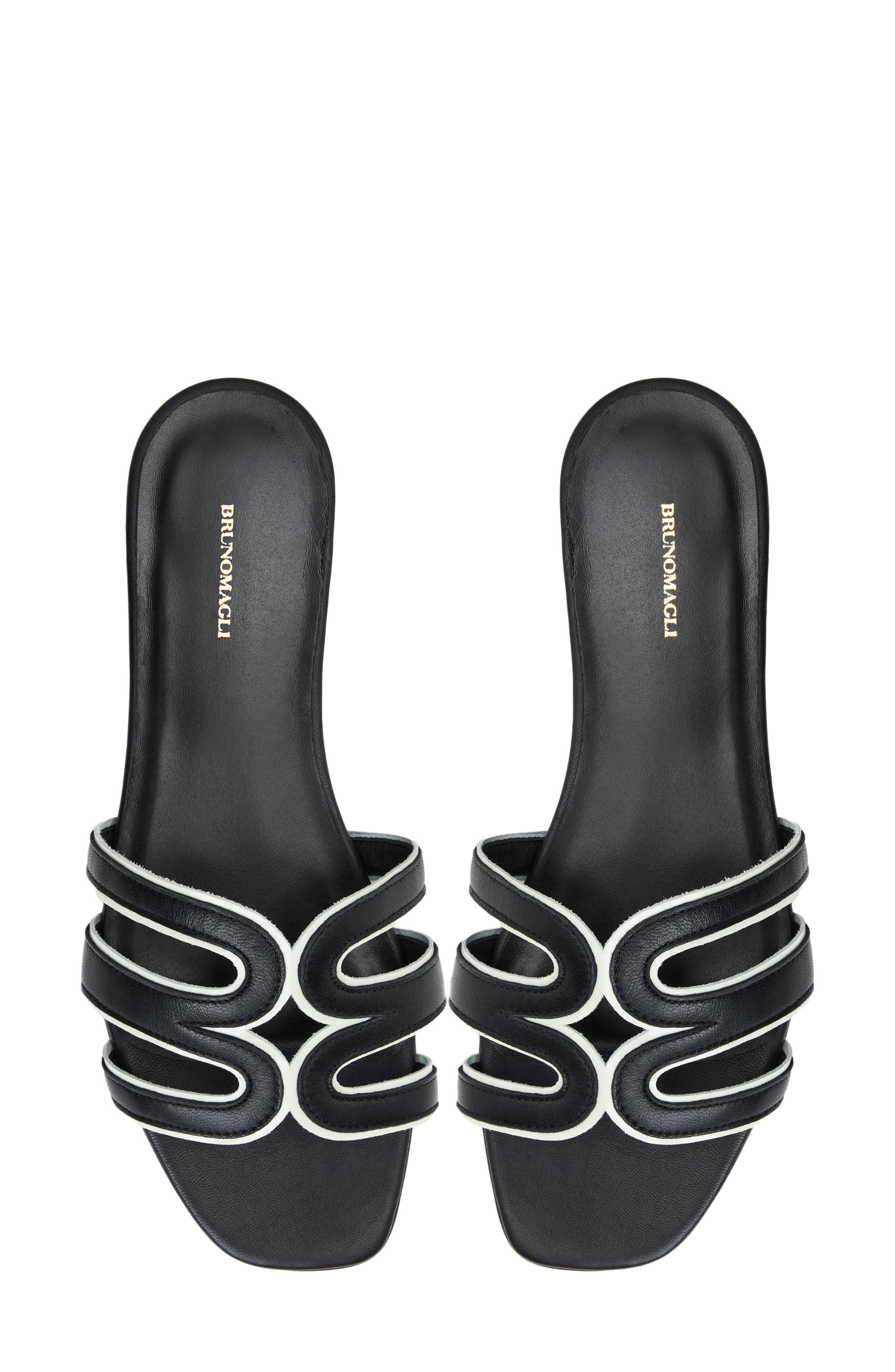 Bruno Magli Flore Slide Sandal, Alternate, color, Black Nappa/ Bone