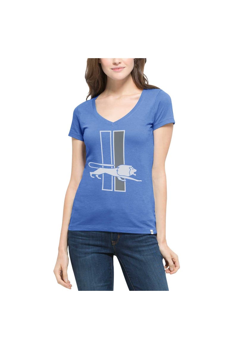 Women's '47 Blue Detroit Lions Crosstown Flanker V-Neck T-Shirt, Alternate, color, Blue