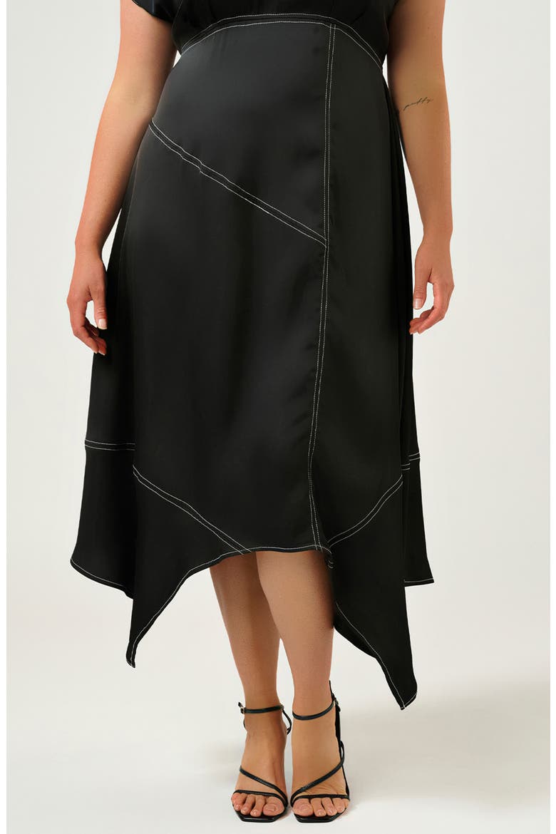 Josephine Handkerchief Hem Dress, Alternate, color, BLACK