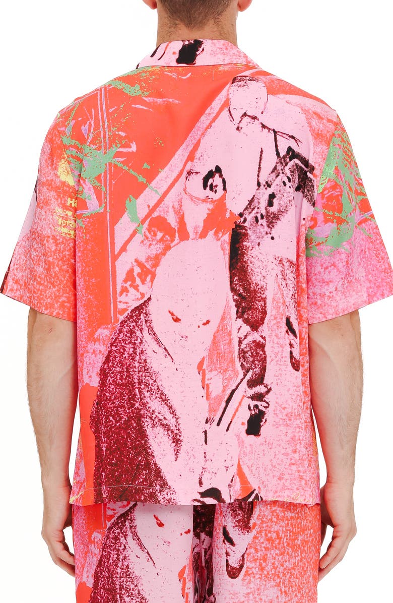 PURPLE BRAND Abstract Print Short Sleeve Graphic Button-Up Shirt, Alternate, color, 