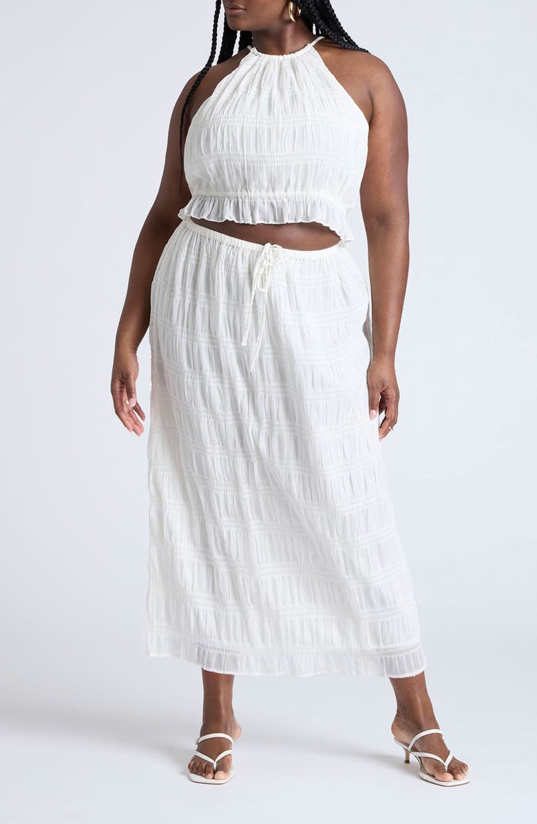 ELOQUII Shirred Maxi Skirt, Alternate, color, 