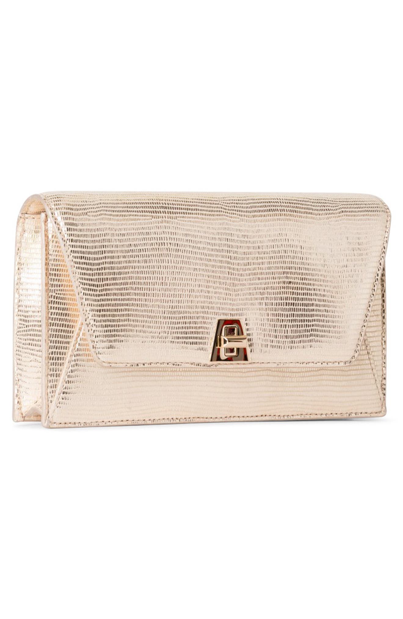 Akris Anouk Metallic Lizard Embossed Leather Crossbody Bag, Alternate, color, 