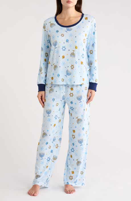JACLYN Mom Matching Family Hanukkah Print Top & Pants Pajamas