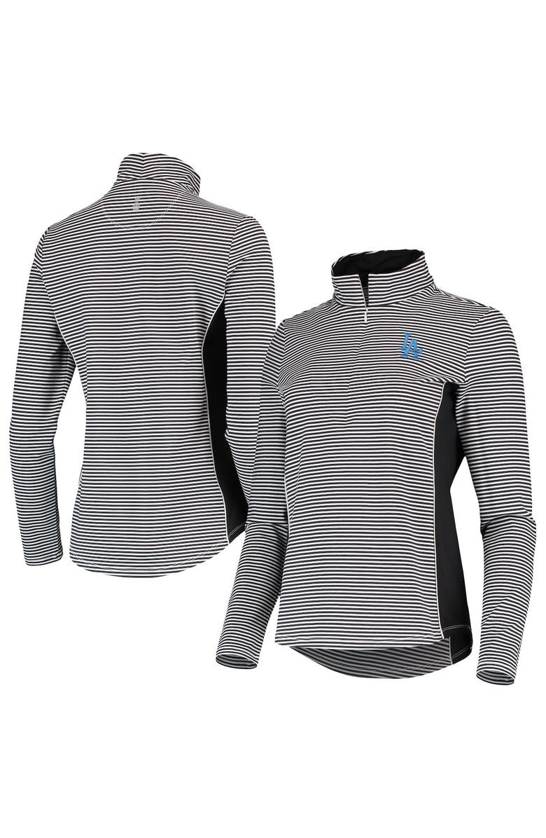 Tommy Bahama Women's Tommy Bahama Black Los Angeles Dodgers Aubrey Stripe Block IslandZone Half-Zip Jacket, Main, color, Black