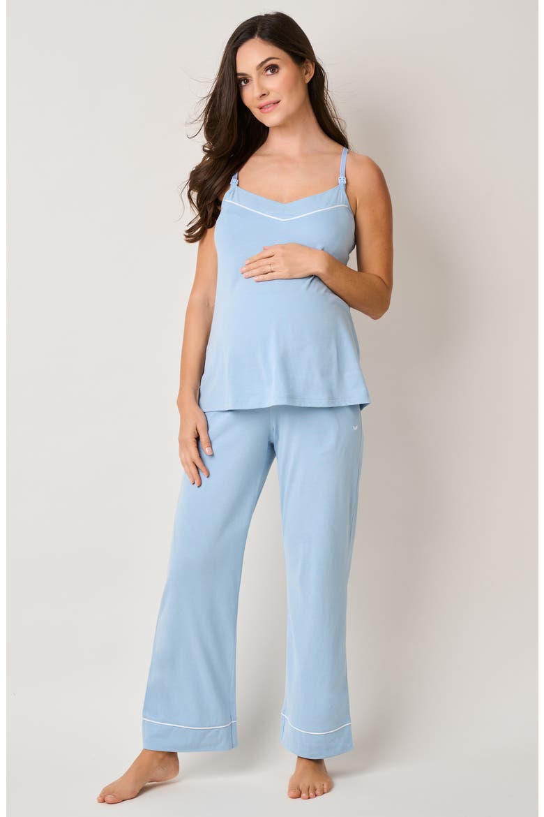 The Cozy Maternity Tank, Pants & Robe Set, Alternate, color, PERIWINKLE