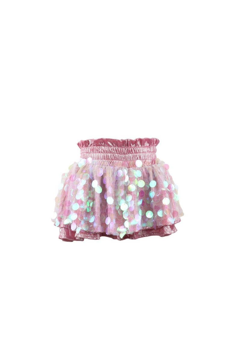 Lola + The Boys Paillette Metallic Skort, Main, color, Pink
