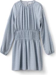 MANGO TEEN Metallic Cutout Long Sleeve Dress