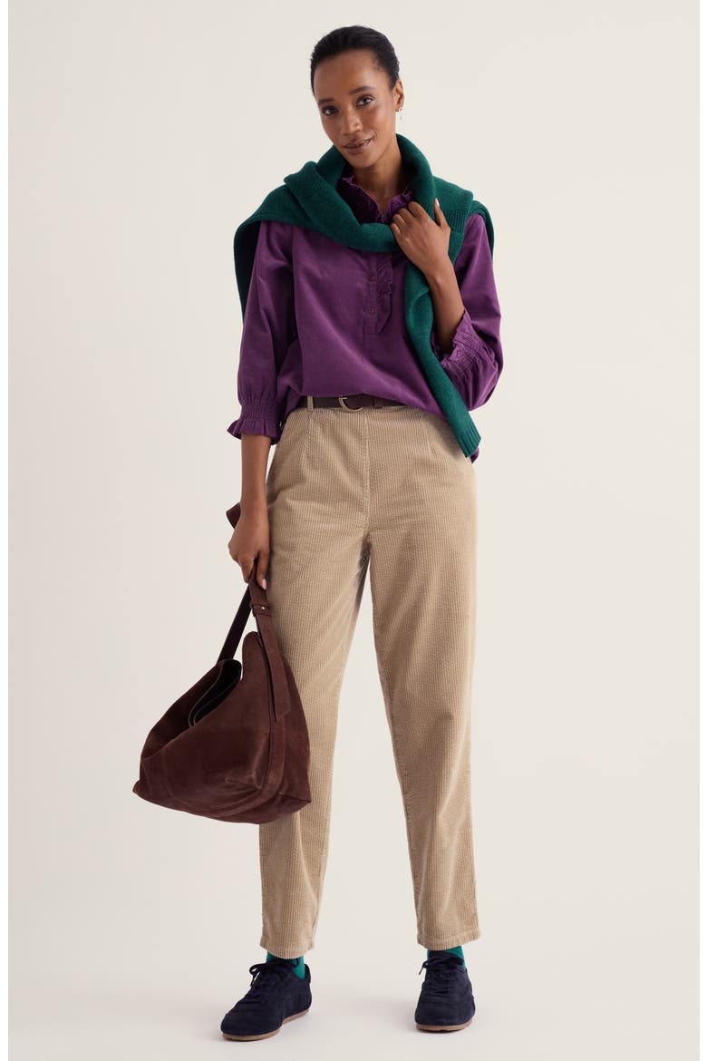 Feather Star Frill Cotton Corduroy Top, Main, color, PURPLE CORAL