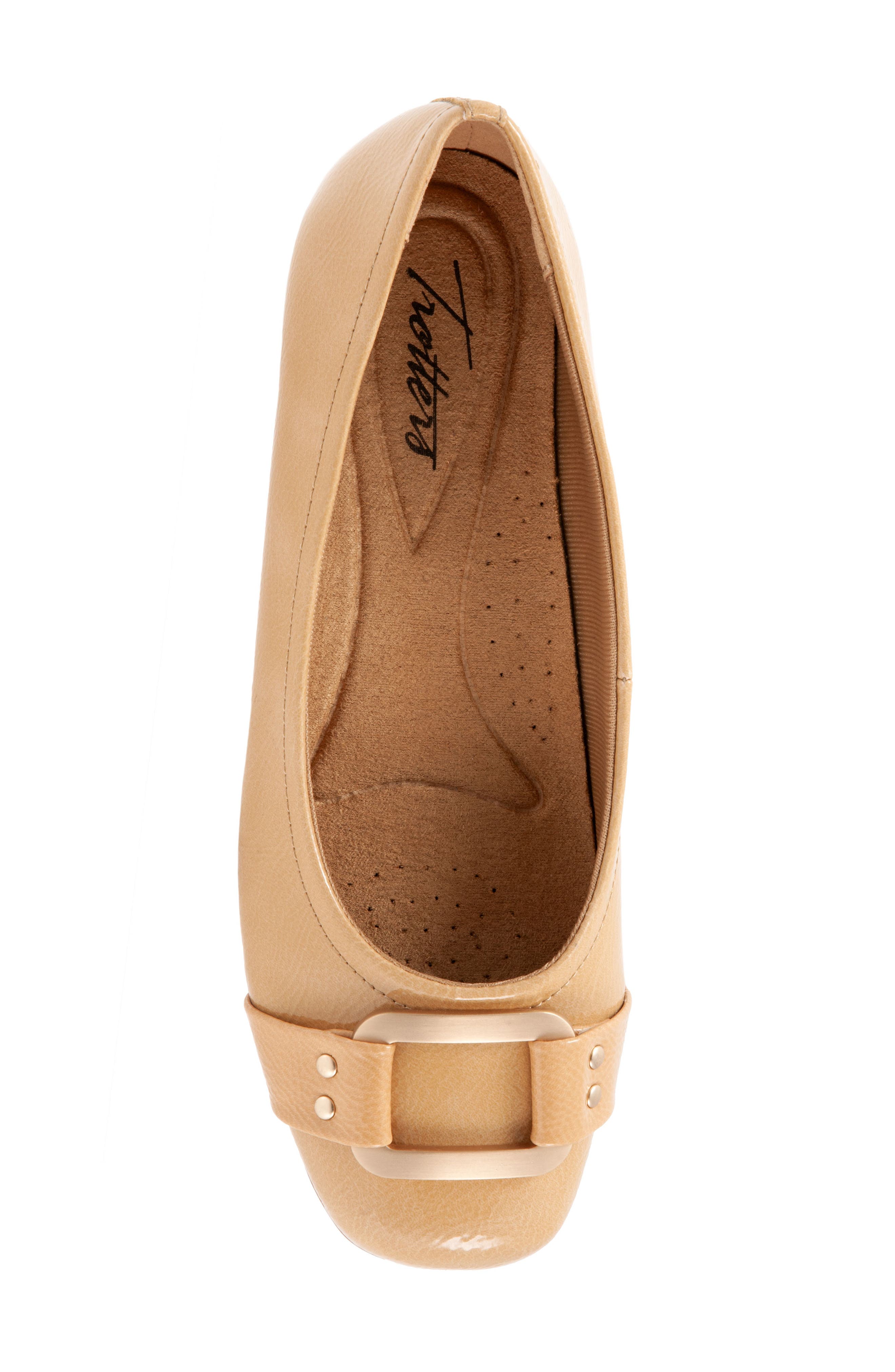 Sizzle Buckle Flat, Alternate, color, NUDE PATENT