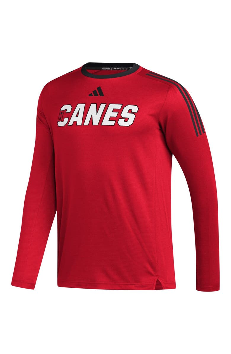 adidas Men's adidas Red Carolina Hurricanes AEROREADY<sup>®</sup> Long Sleeve T-Shirt, Alternate, color, 