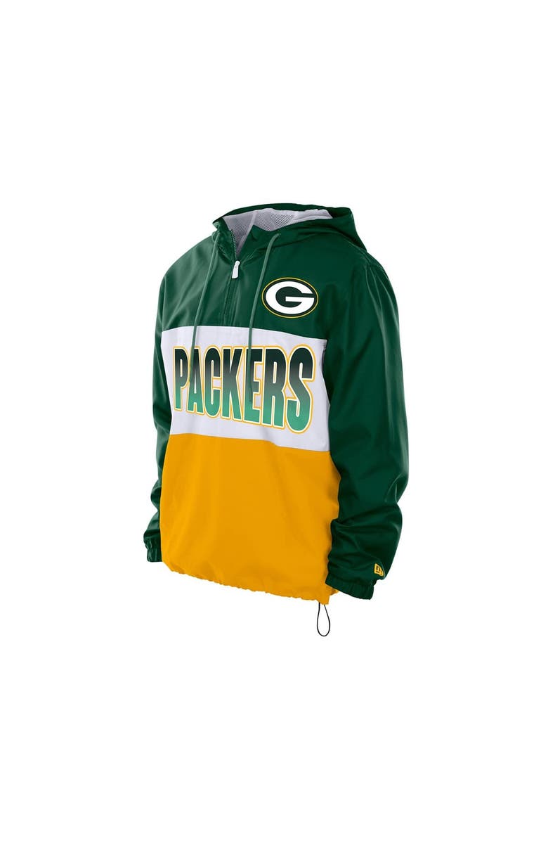 New Era Men's New Era Green Green Bay Packers Ripstop Quarter-Zip Hooded Windbreaker, Alternate, color, Green