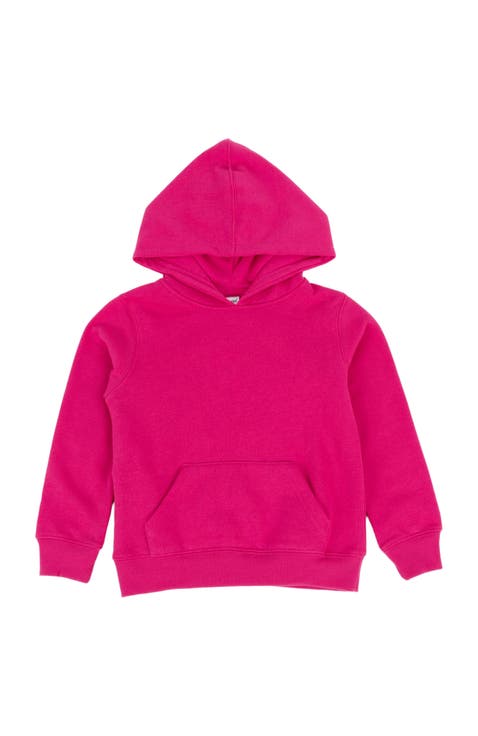Kids Pullover Hoodie, Cotton Blend, Kangaroo Pocket, Solid Colors