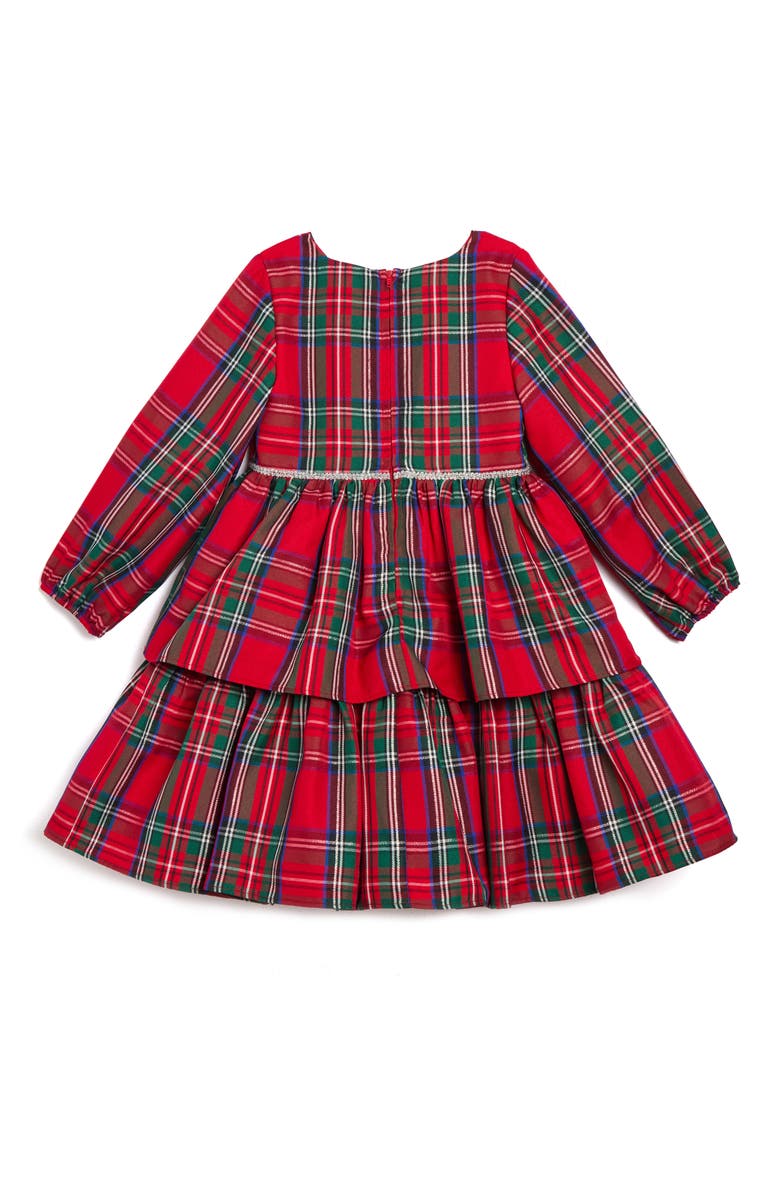 Pippa & Julie Kids' Jo Plaid Tiered Fit & Flare Dress, Alternate, color, Red Tartan