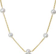 Julianna B. Cultured Pearl Tin Cup Necklace 14k Gold