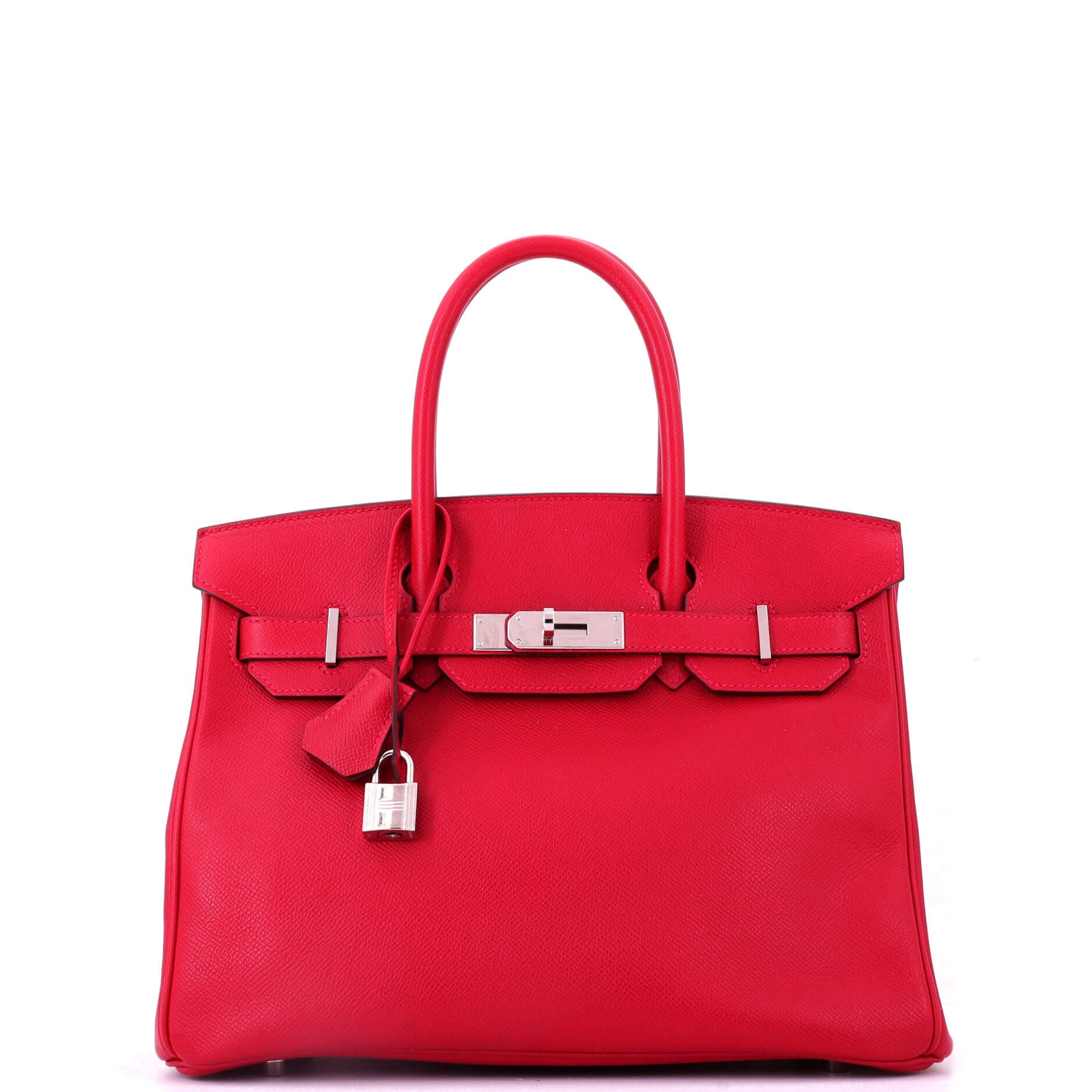 Pre-Owned Hermes Birkin Handbag Red Epsom with Palladium Hardware 30, Main, color, Rouge Casaque