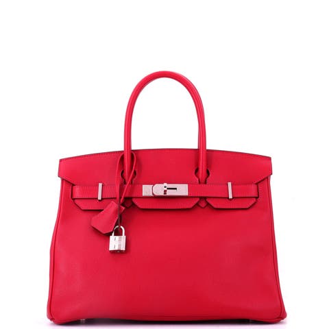 Birkin Handbag Red Epsom with Palladium Hardware 30