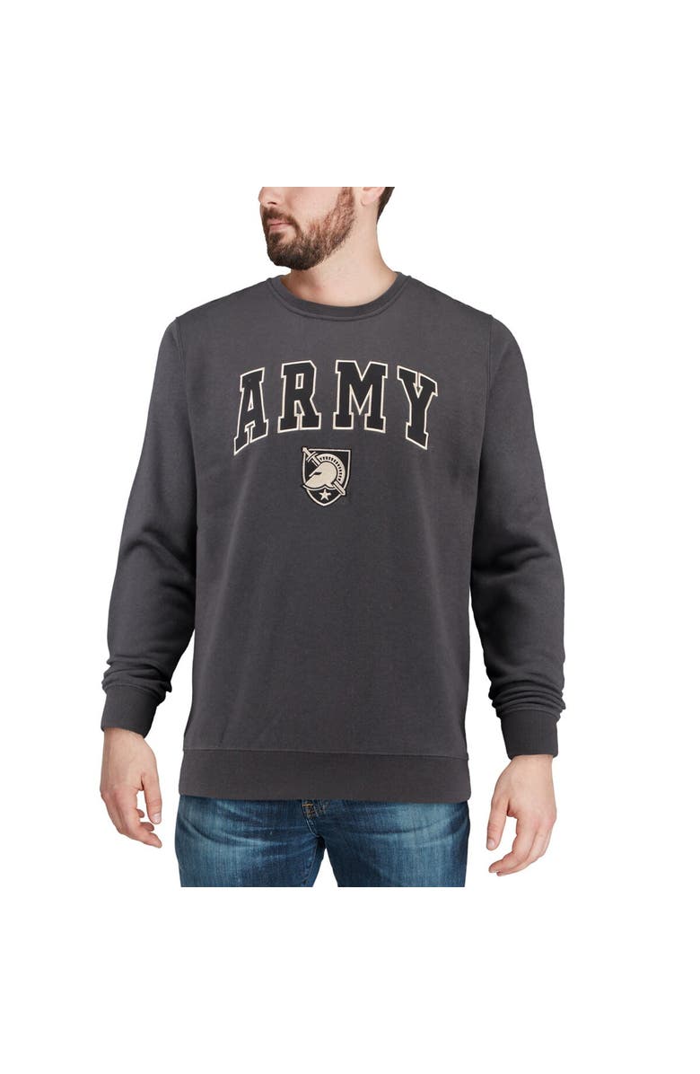 COLOSSEUM Men's Colosseum Charcoal Army Black Knights Arch & Logo Crew Neck Sweatshirt, Alternate, color, Charcoal
