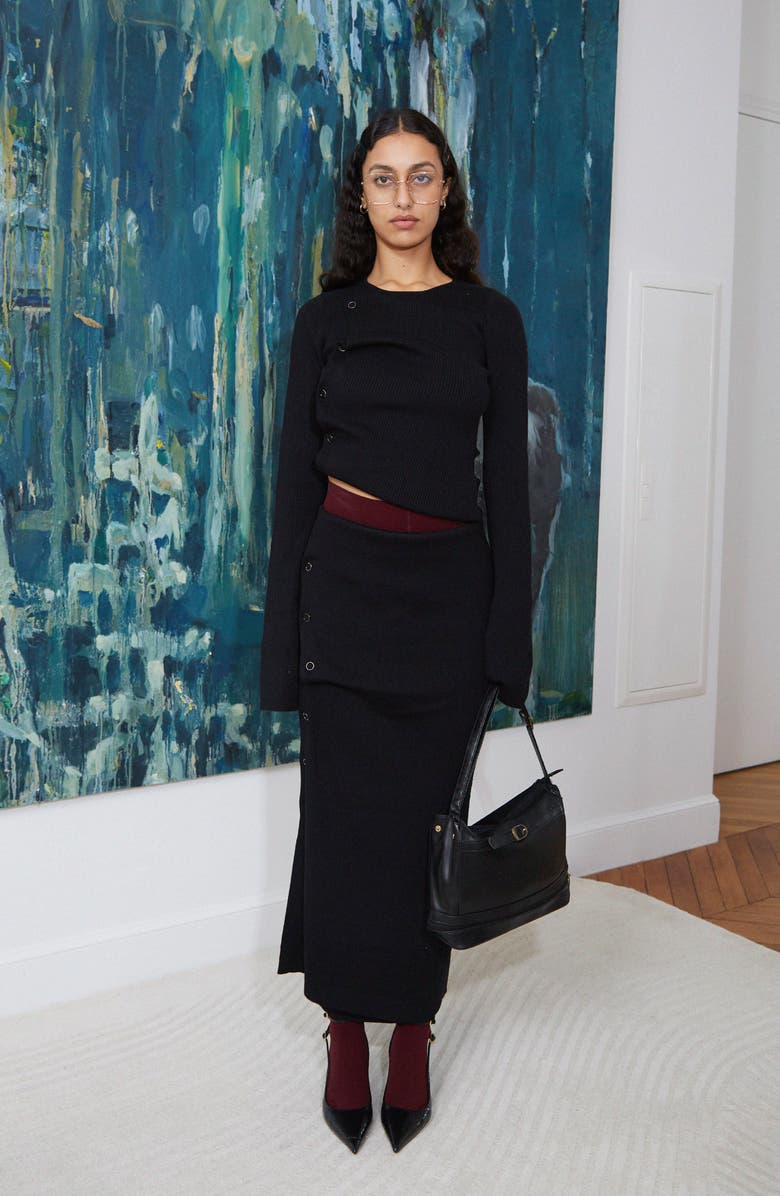 SAEMDI Deconstructed Rib Skirt, Alternate, color, Black