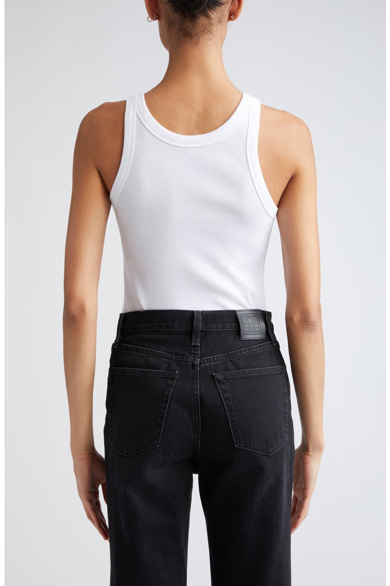 Totême Espera Rib Stretch Organic Cotton Tank, Alternate, color, WHITE