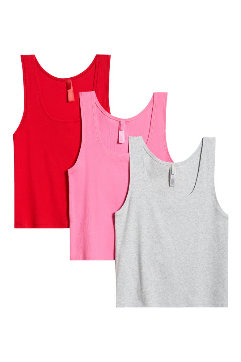 3-Pack Cotton Rib Tank, Main, color, SUGAR PINK MULTIDNU