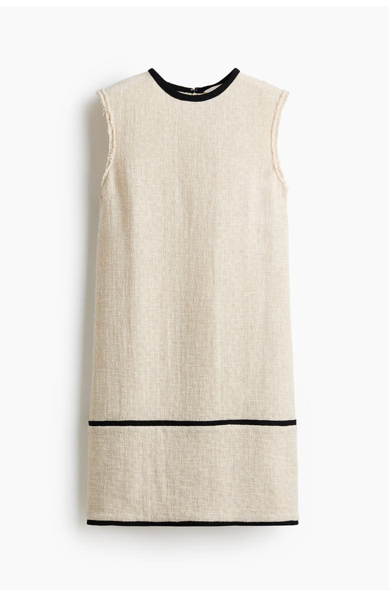 H&M Linen-blend shift dress, Alternate, color, Light Beige/Black