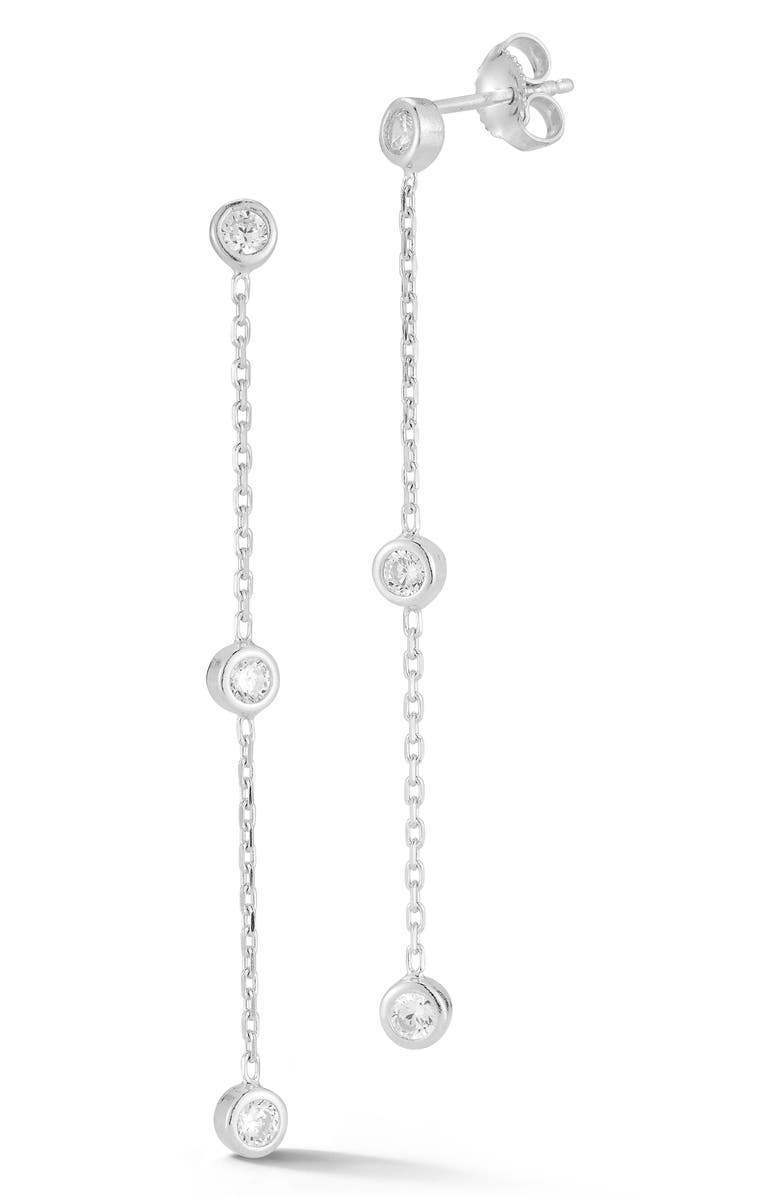 GLAZE JEWELRY Cubic Zirconia Drop Earrings, Main, color, Silver