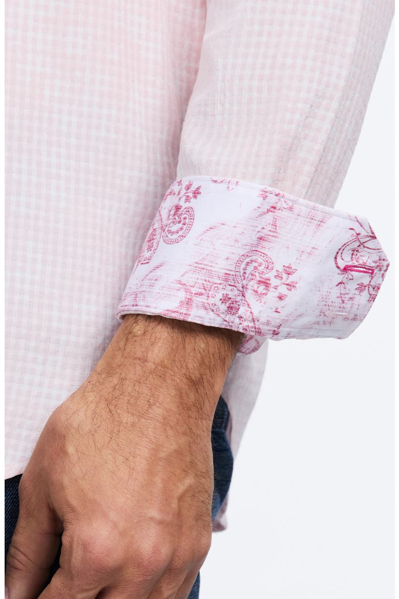 Angola Faded Plaid & Floral Button-Up Shirt, Alternate, color, PINK