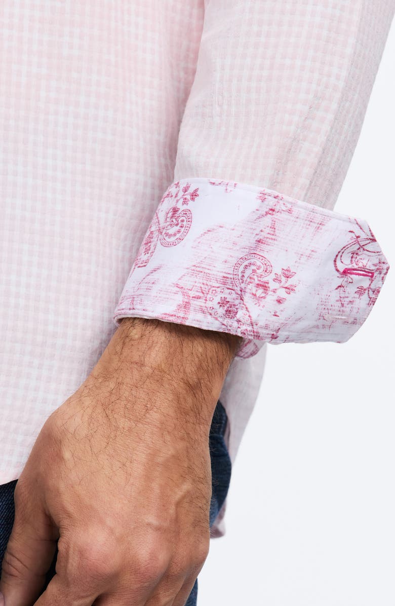 Robert Graham Angola Faded Plaid & Floral Button-Up Shirt, Alternate, color, Pink