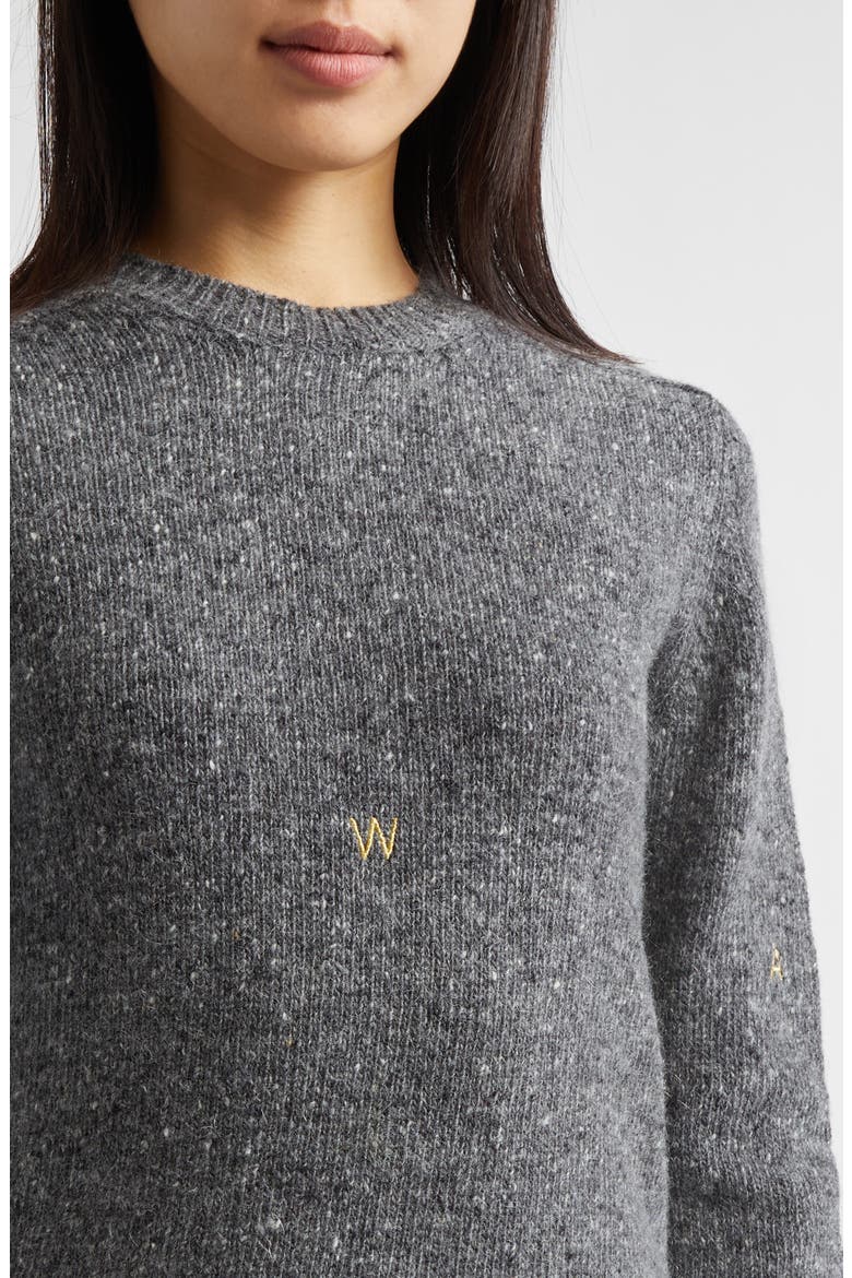 Monogram Embroidered Wool & Mohair Sweater, Alternate, color, CHARCOAL MELANGE