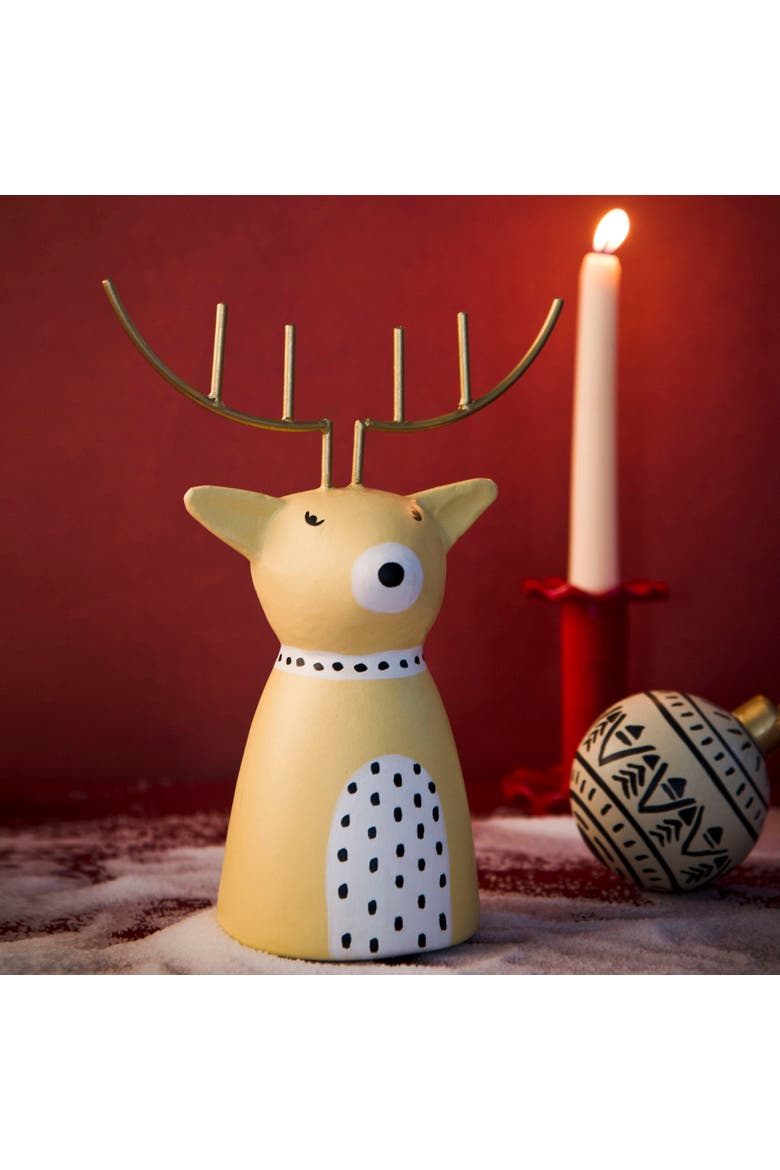 Golden Antler Reindeer Figurine, Alternate, color, Metallic Gold