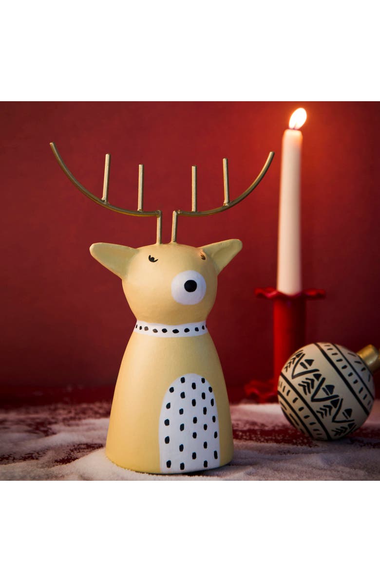 Mela Artisans Golden Antler Reindeer Figurine, Alternate, color, Metallic Gold
