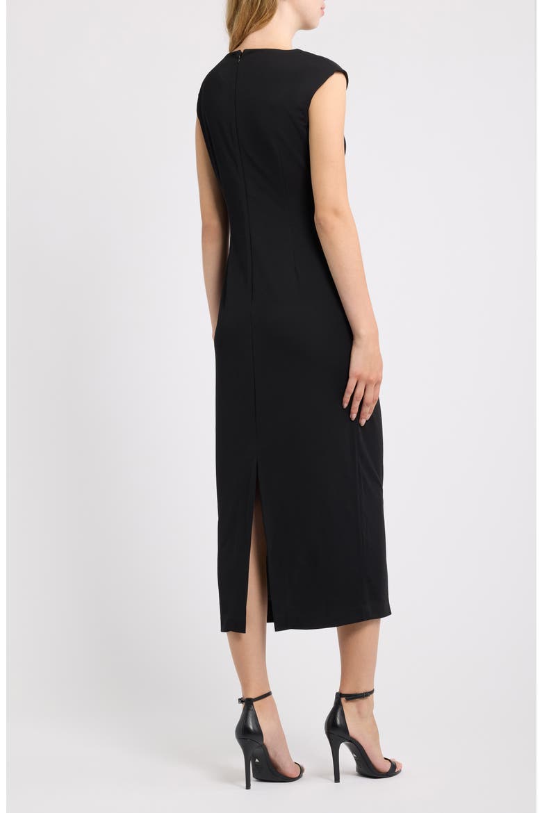 Asymmetric Draped Neck Midi Dress, Alternate, color, ANNE BLACK
